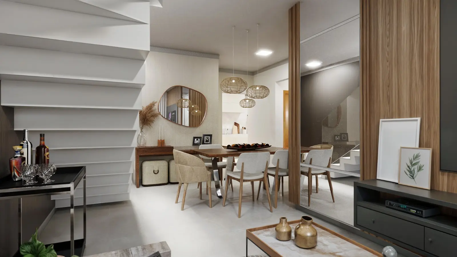 Sala de estar e acesso à cobertura